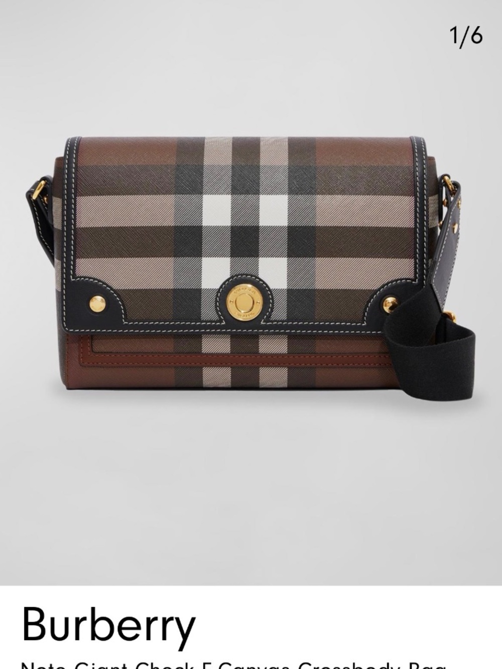 Burberry Note Giant Check E-Canvas Crossbody Bag (Authenticated)